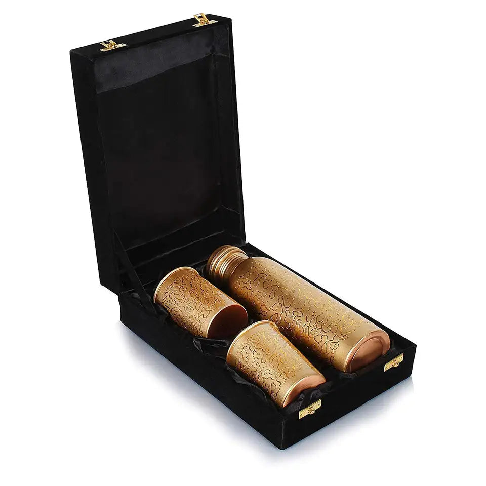 Hammered design Copper Bottles and Tumblers with Velvet gift box